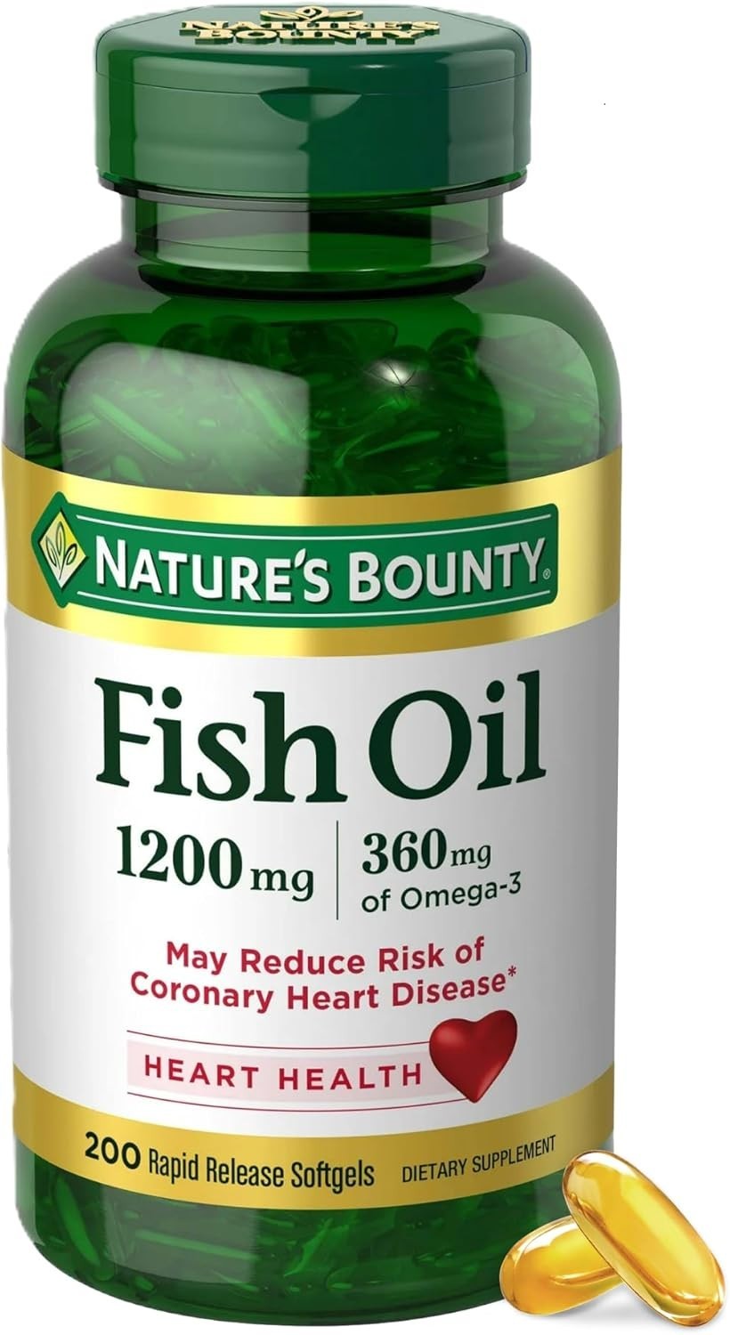 Nature’s Bounty Fish Oil Omega 3 Supplements – Supports Heart Health, 1200 Mg!!!