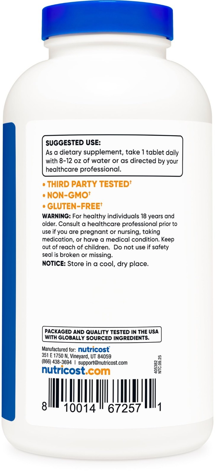 L-Lysine 1000mg – 240 Tablets, Gluten Free, Non-GMO, Vegetarian Supplement