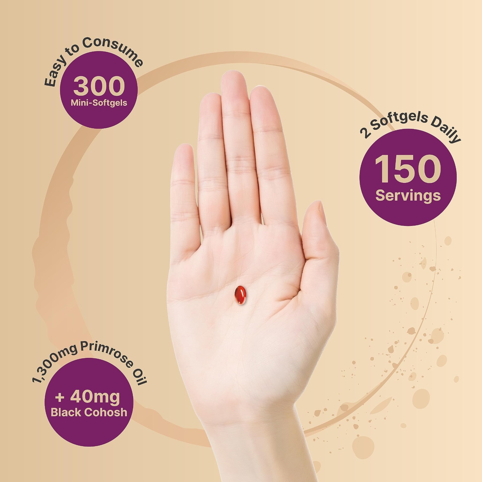 Evening Primrose Oil & Black Cohosh 1300mg, 300 Mini Softgels, Women’s Health, S