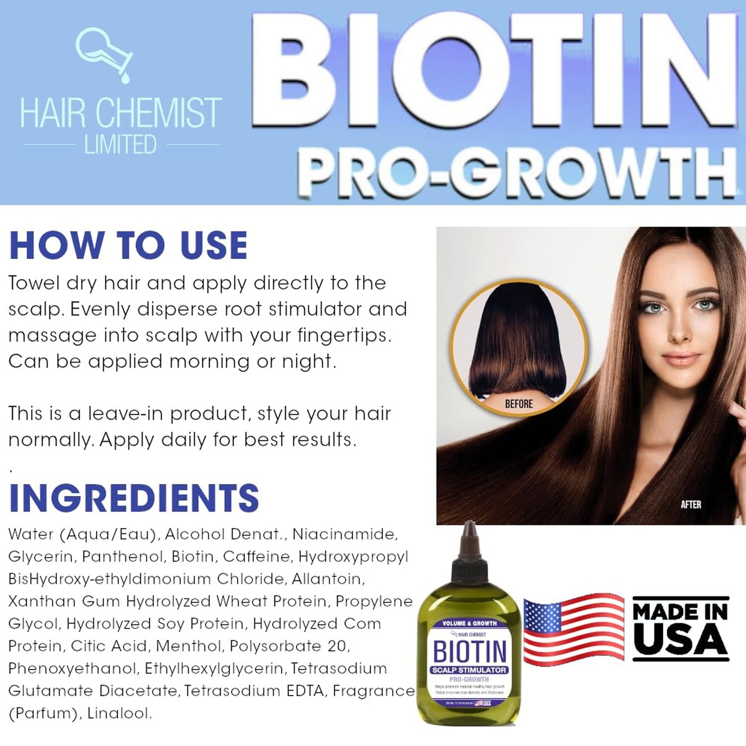 Hair Chemist Volume & Growth Biotin Pro-Growth Scalp Stimulator 7.1 oz. – Thi…