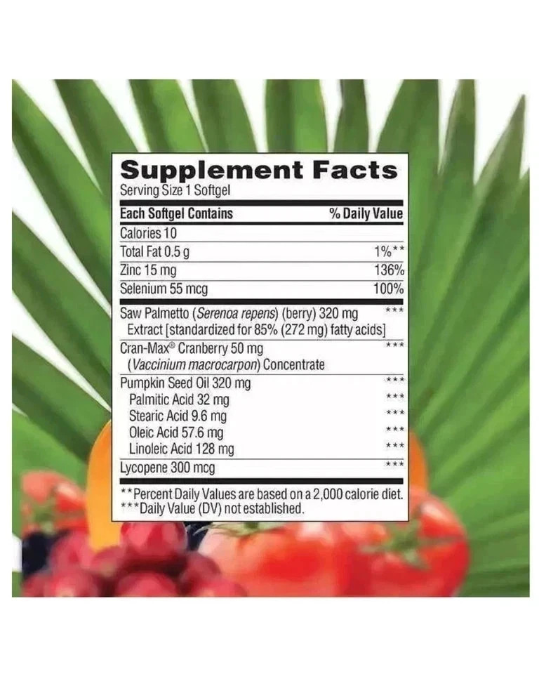 pack of 2-trunature Prostate Plus Health Complex, 250 Softgels with Saw Palmento