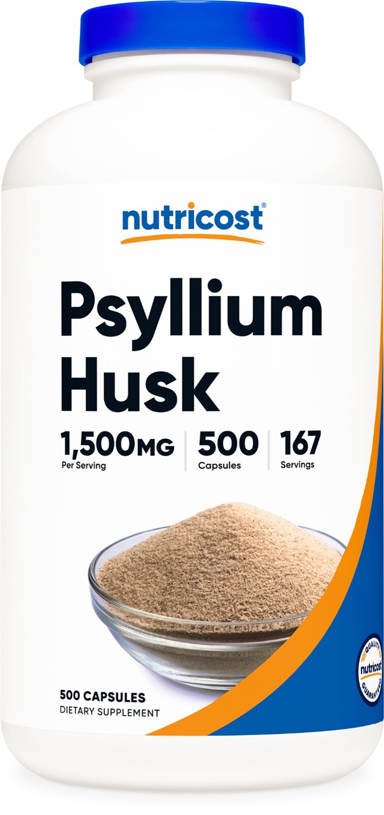 Nutricost Psyllium Husk 1500mg Per Serving, 500 Capsules – Non-GMO & Gluten Free