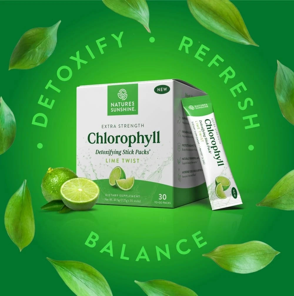 Nature’s Sunshine Extra Strength Chlorophyll Detox Stick Packs 30 Lime Twist