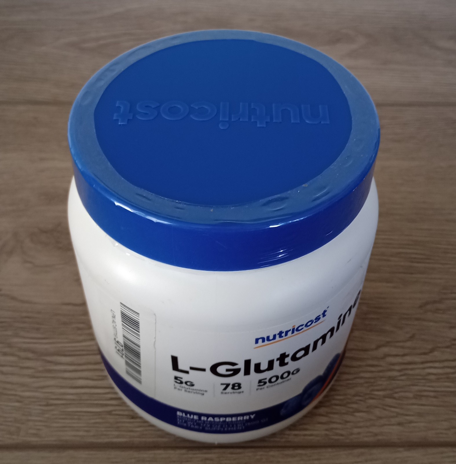 Nutricost L-Glutamine Powder 17.9oz. 500 G Blue Raspberry 78 Servings Exp. 01/28