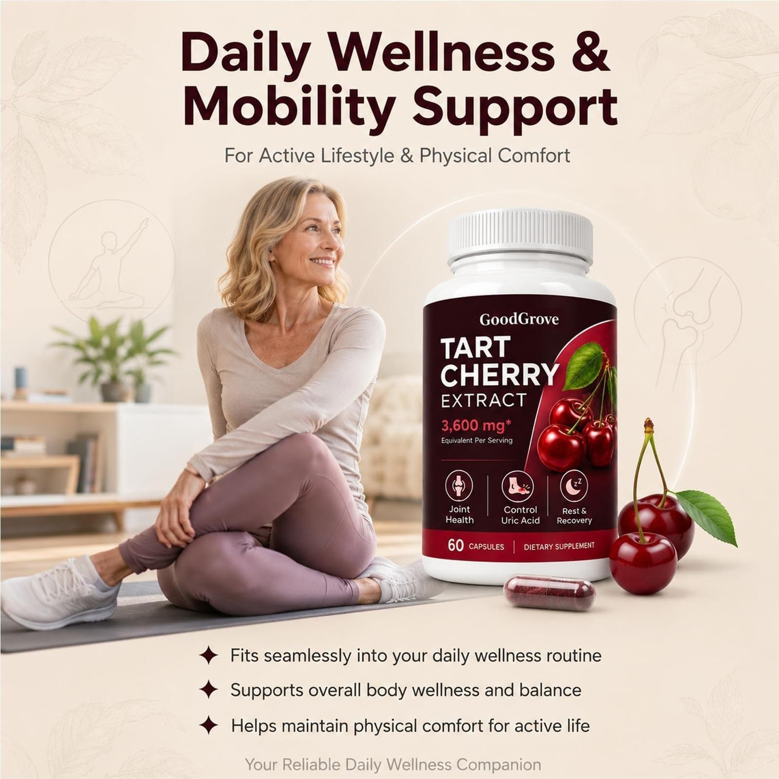 Good Grove Tart Cherry Extract,Goodgrove Tart Cherry Cold Extracted,60 Capsules