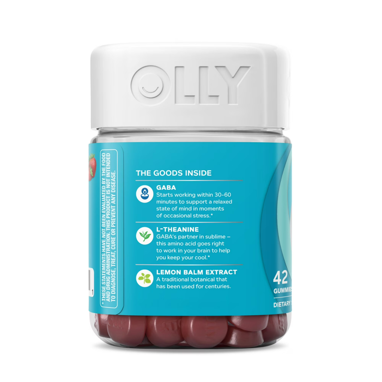 OLLY Goodbye Stress Gummies GABA L-Theanine Lemon Balm Berry 42 Count