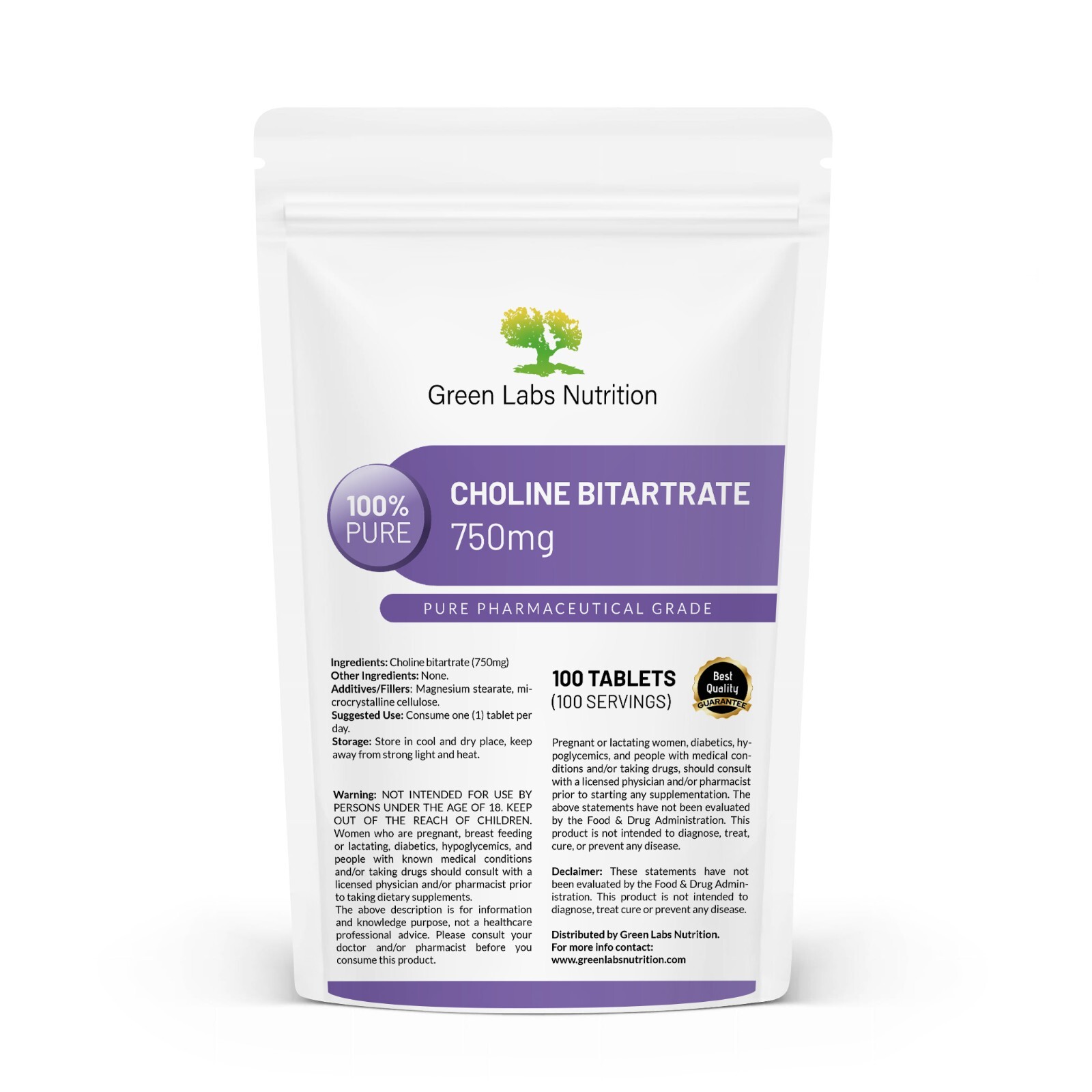 Choline Bitartrate 750 mg Tablets – High Strength Liver, Memory & Brain Support
