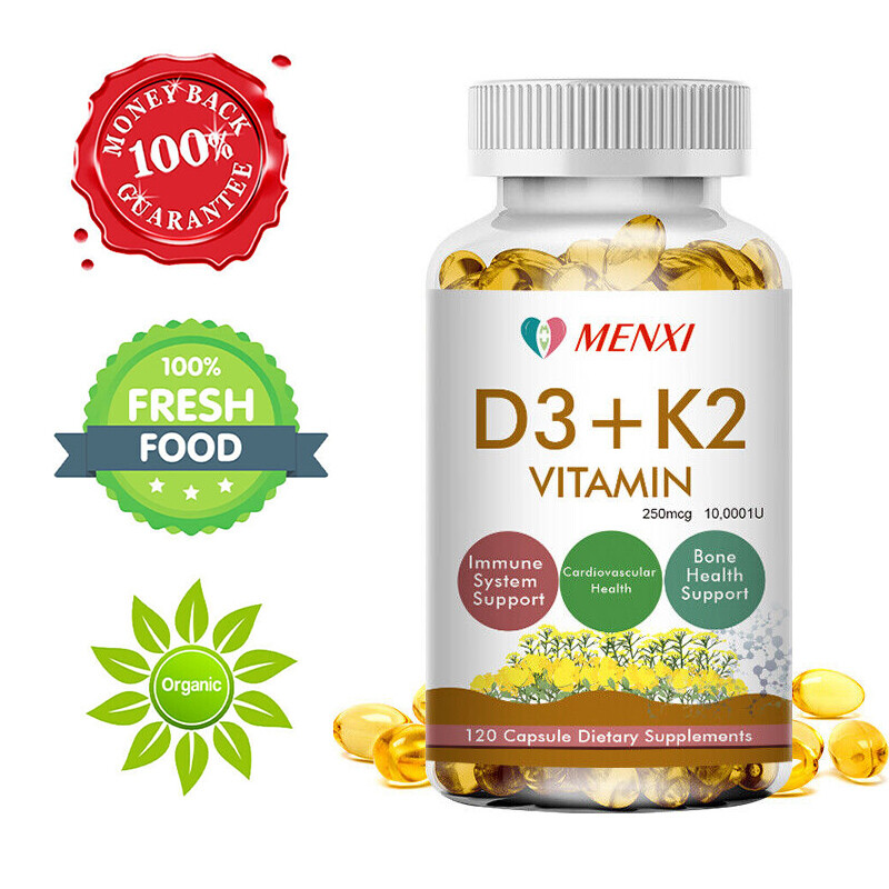 Vitamin D3 + K2 10/120 Kapseln Hochdosiert -Sonnenvitamin für Knochen – vegan