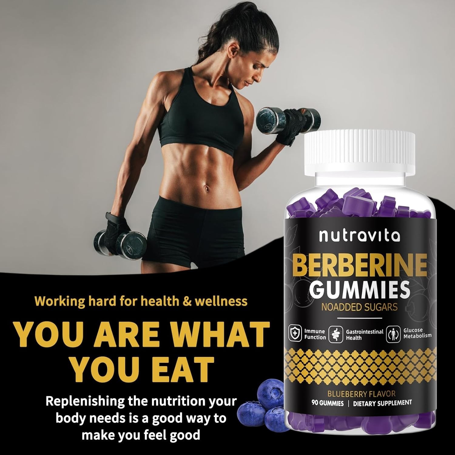 Berberine Gummies with Ceylon Cinnamon 1500mg High Potency Berberine HCL Supp…