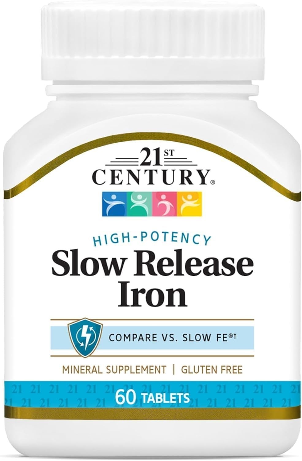 Slow Release Iron Tablets 60 Count Pack of 3 Gluten Free Iron Supplement