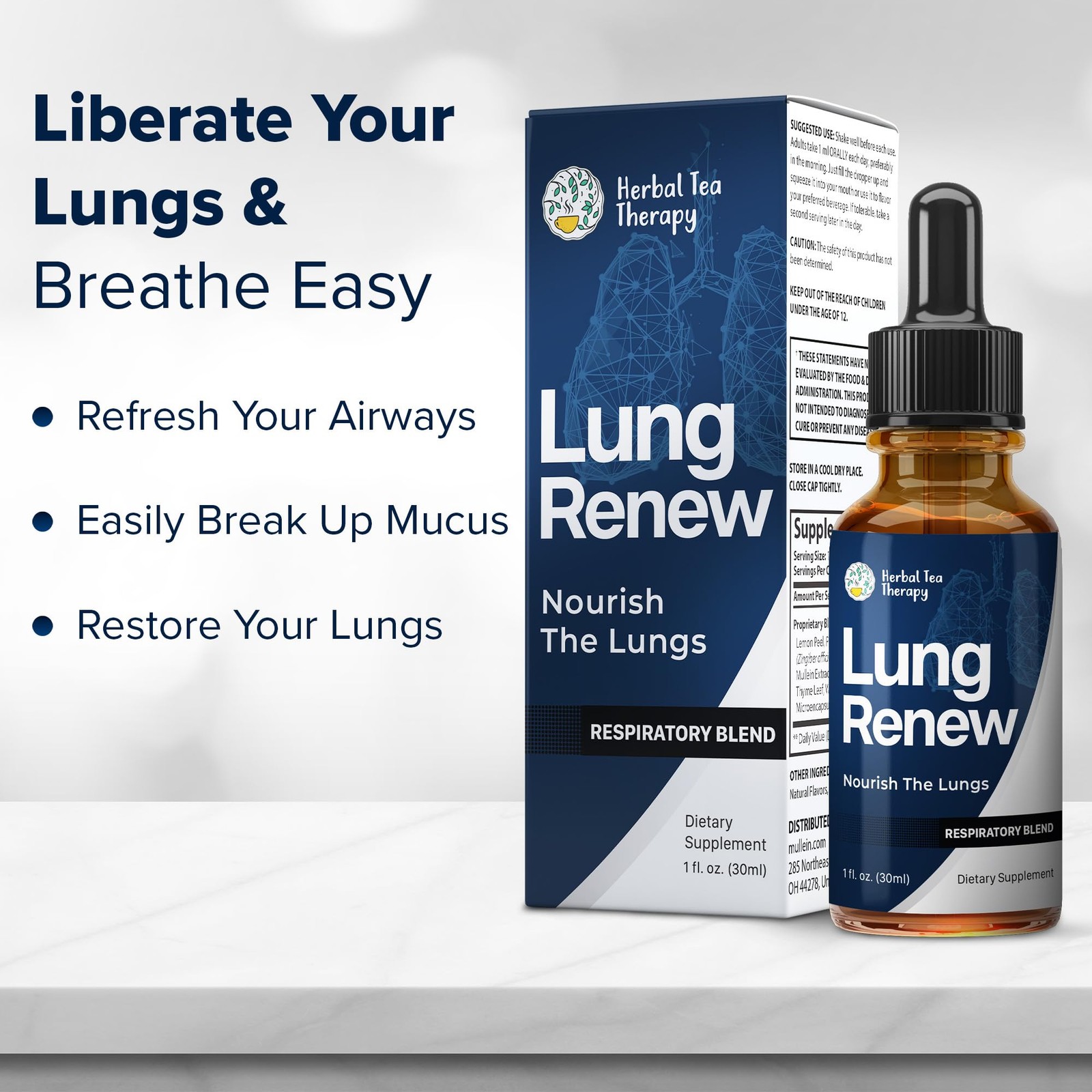 Herbal Tea Therapy Lung Renew Mullein Drops for Lungs (1 1 Fl Oz (Pack of 1)