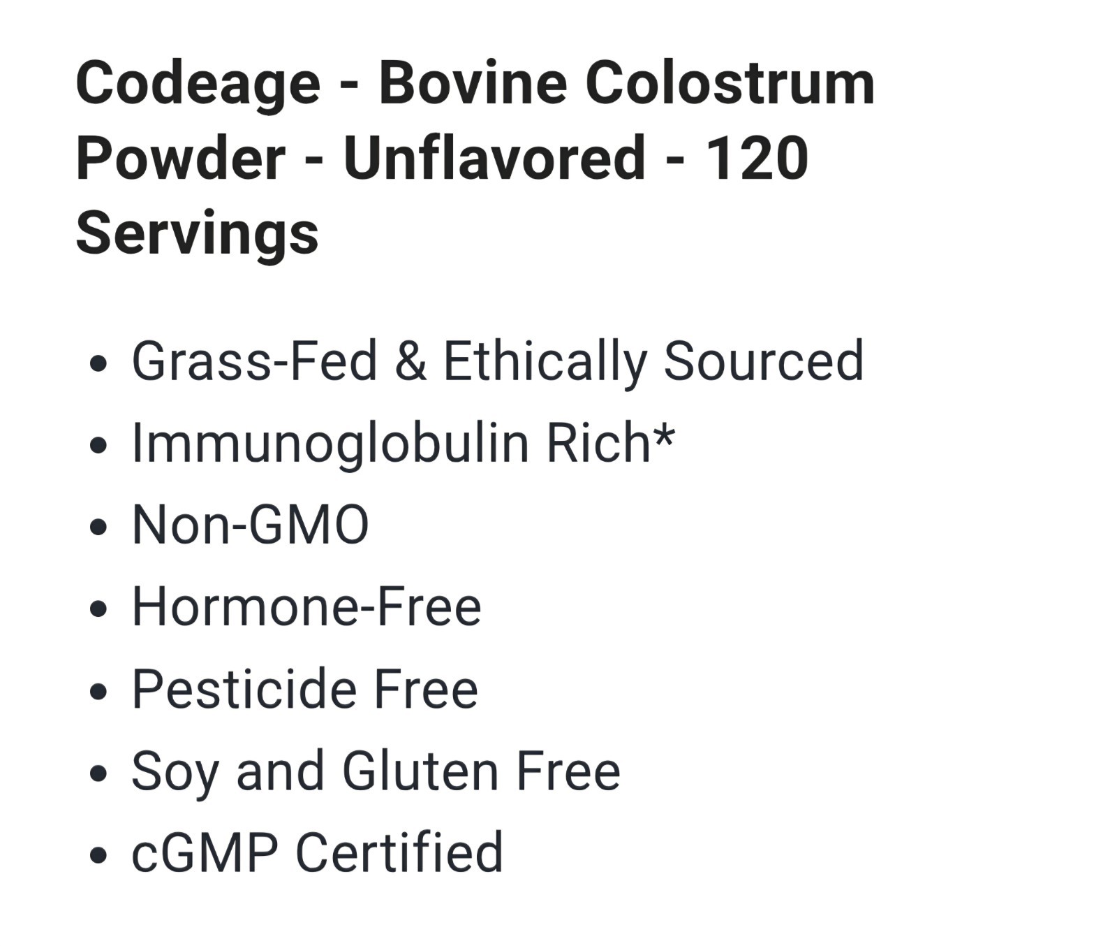 Codeage Grass-fed Colostrum, Unflavored, 120 Serv, Ethically Sourced, 07/2028✨️