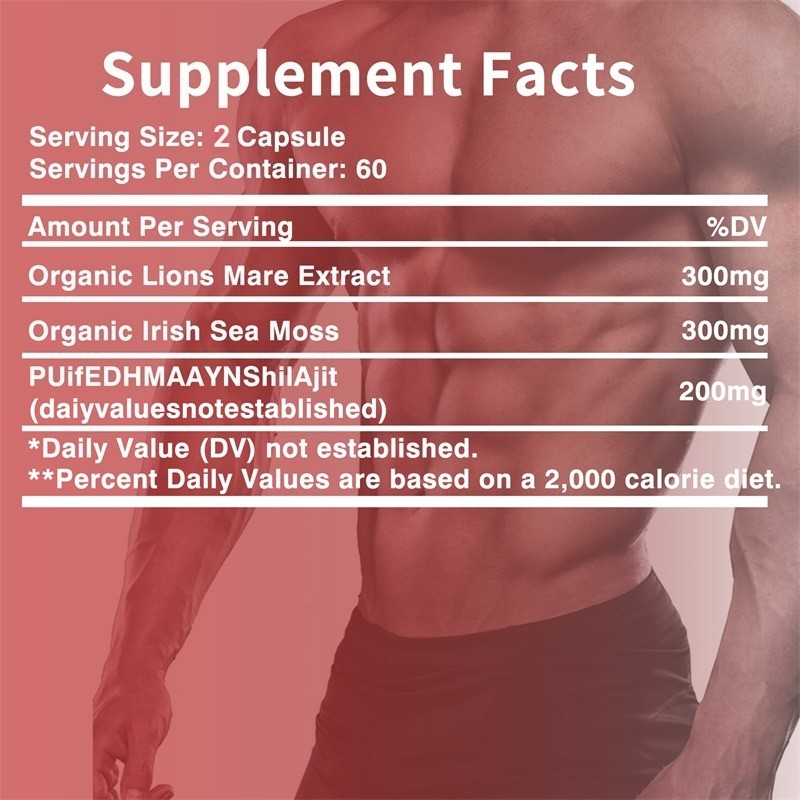 Shilajit, Seamoss & Lion’s Mane 120pcs,For Mood,Improve Endurance & Performance