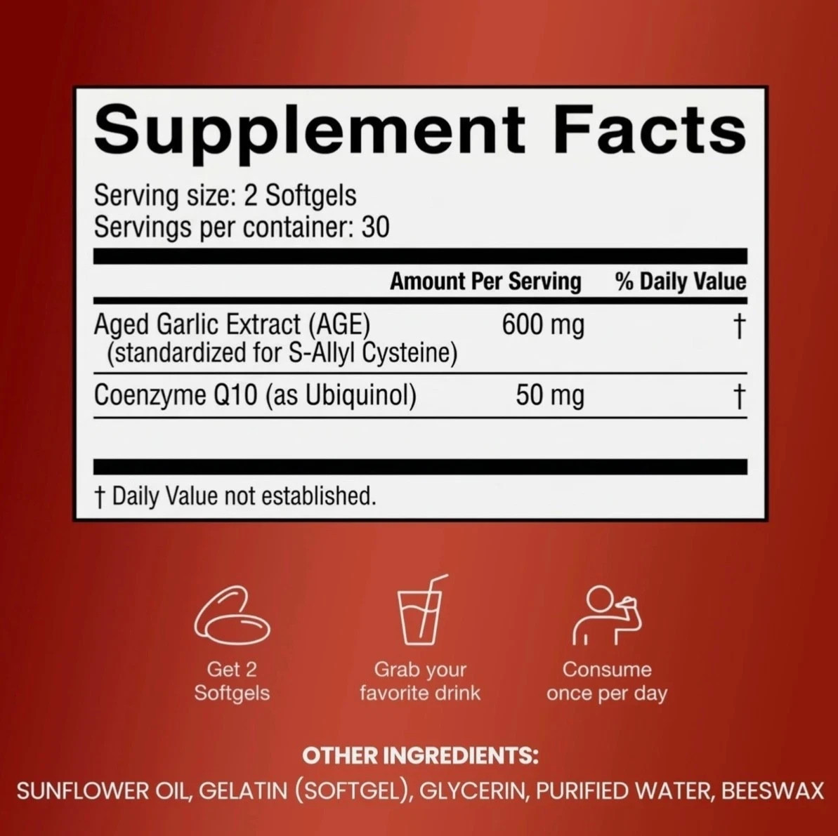 Resilia Garlic Extract 600mg Softgels (60 Count) – Odorless Aged Garlic Extra…
