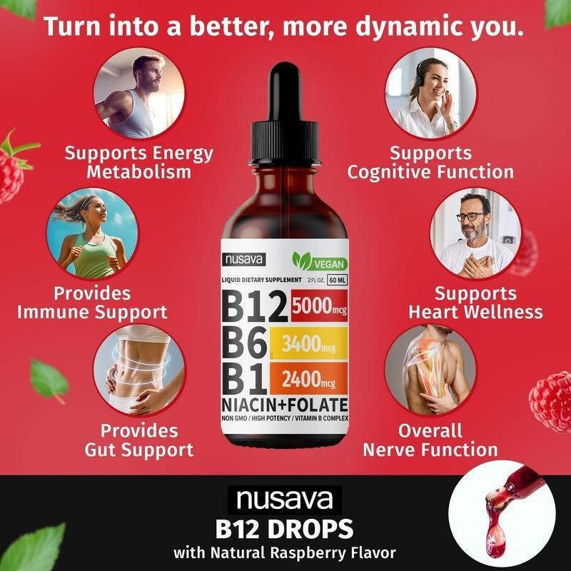 Vitamin B12 and B12 Liquid Drops B6 Sublingual Vitamin B Complex – B1