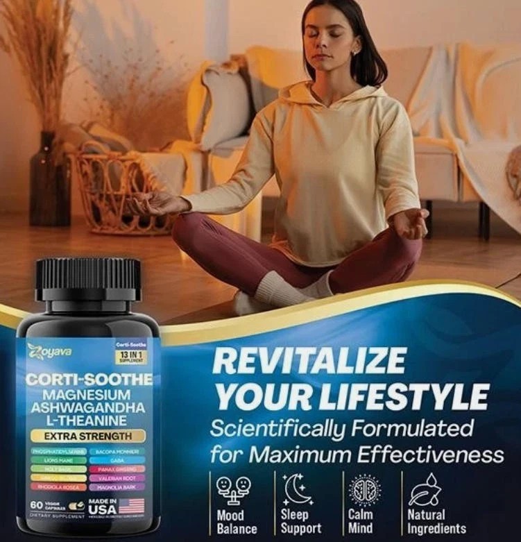 CORTI-SOOTHE Cortisol Magnesium Ashwagandha L-theanine – Relieve Stress