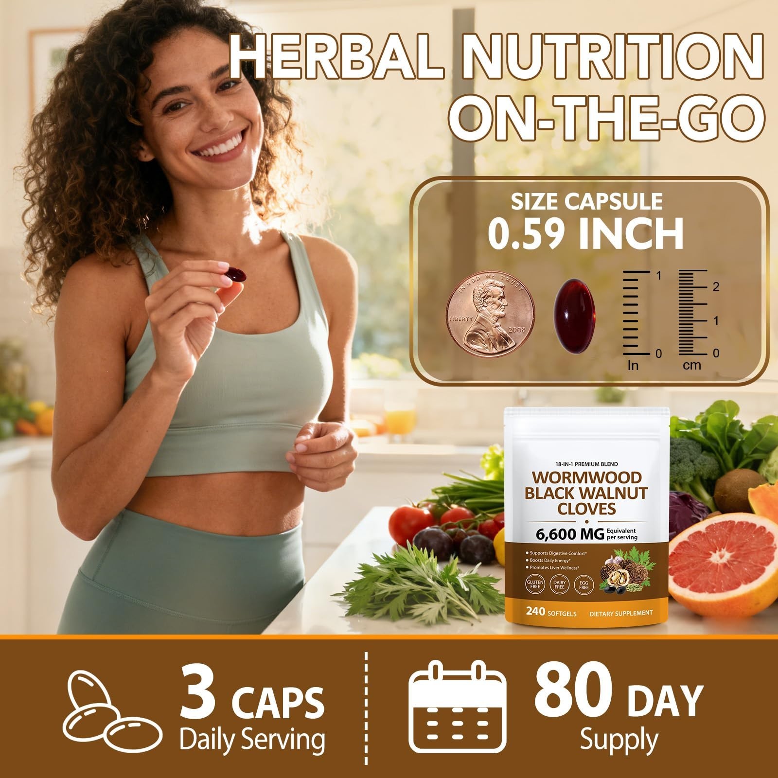 18-in-1 Gut Cleanse Softgels – Black Walnut, Wormwood, Clove & Garlic – 240 Coun