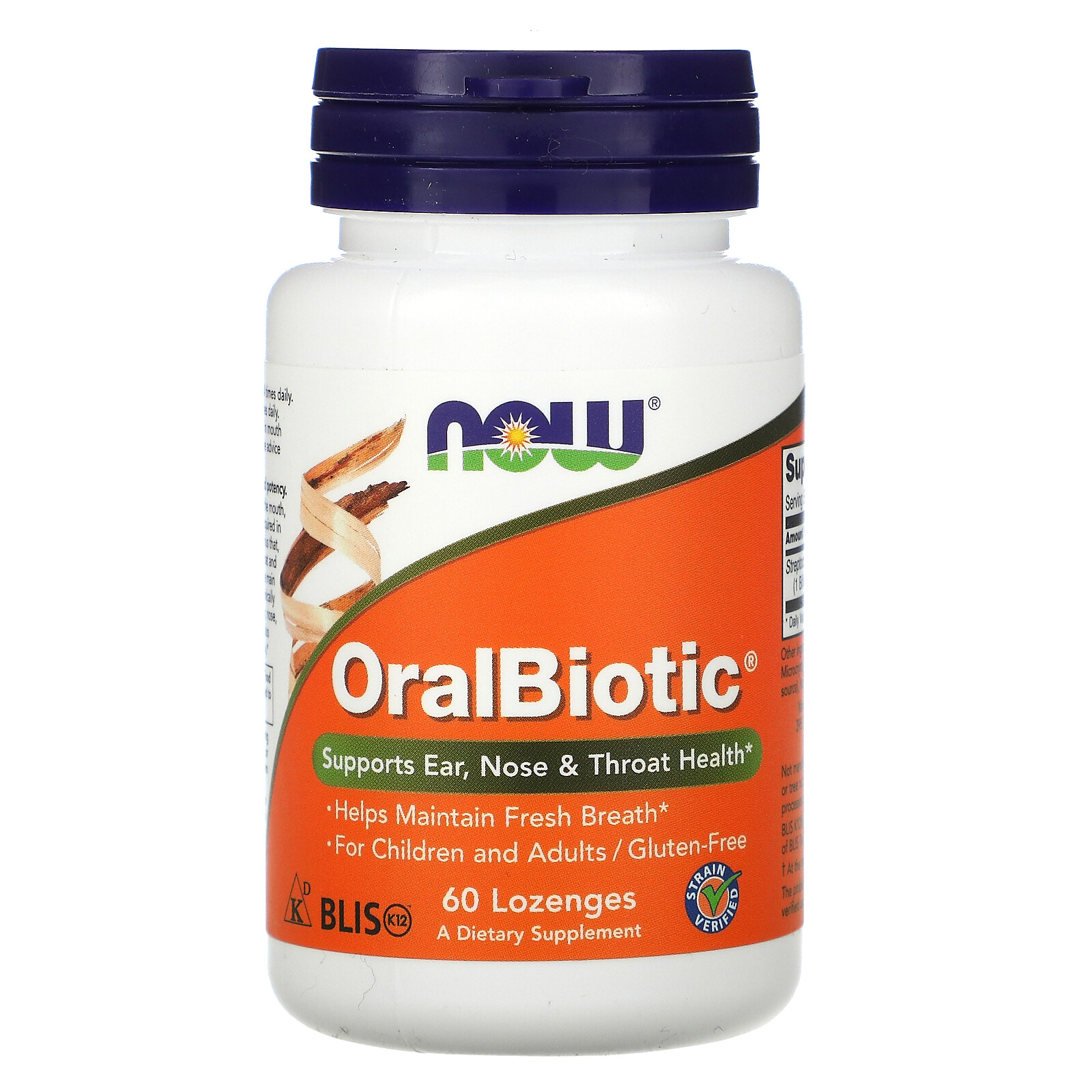 Now Foods OralBiotic 60 Lozenges Gluten-Free, GMP Quality Assured