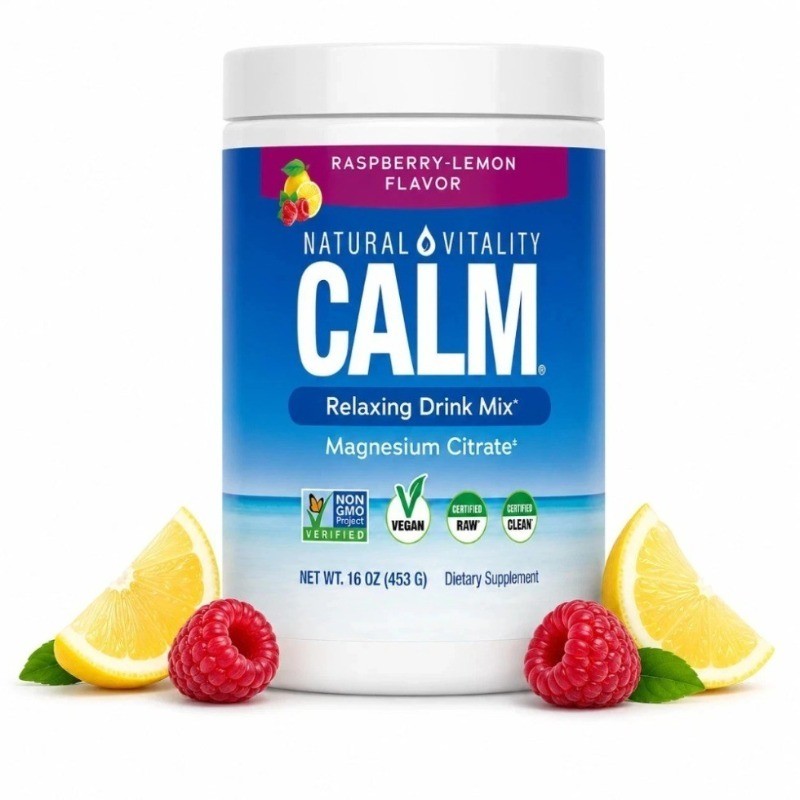Natural Vitality CALM Raspberry Lemon Magnesium Citrate 16oz – 1/2/3 Bottles