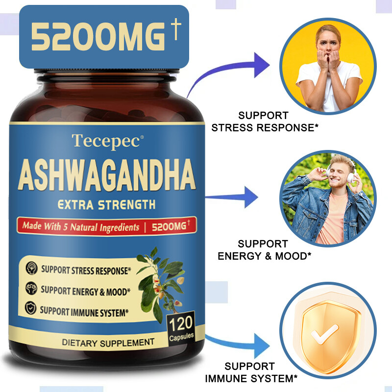 Ashwagandha Rhodiola rosea Extract Stress & Mood Support, 30/60/120 Capsules