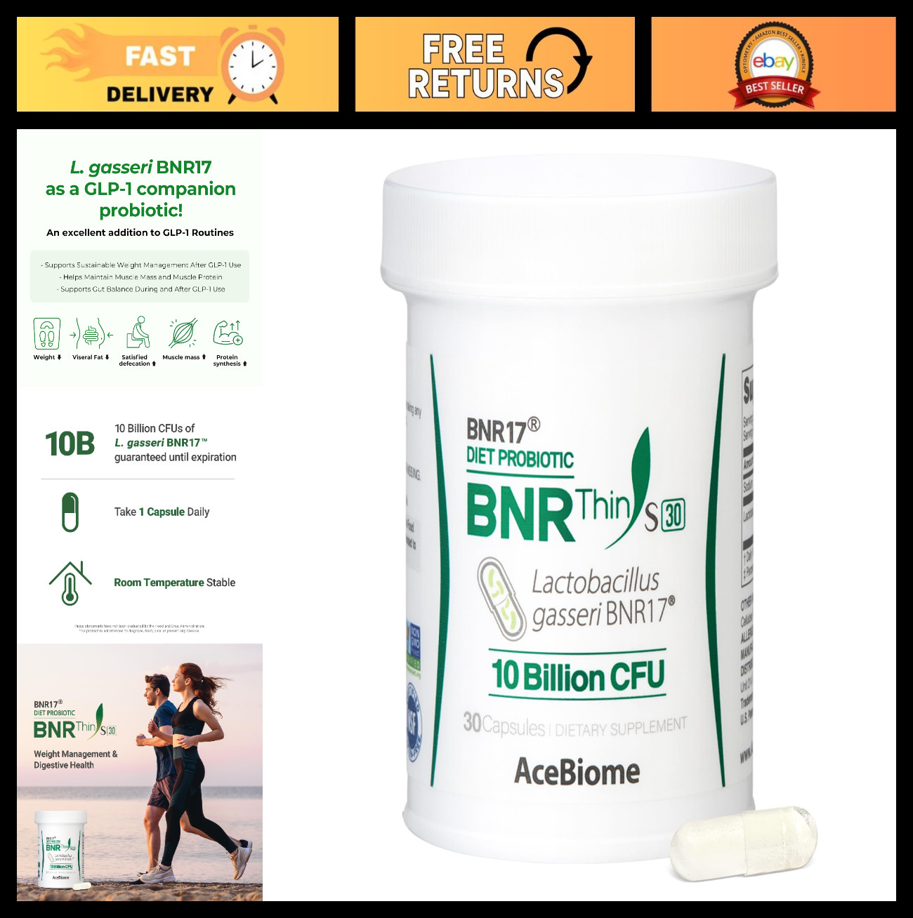 Lactobacillus Gasseri Probiotic 10 Billion CFU – 30 Capsules for Gut Health