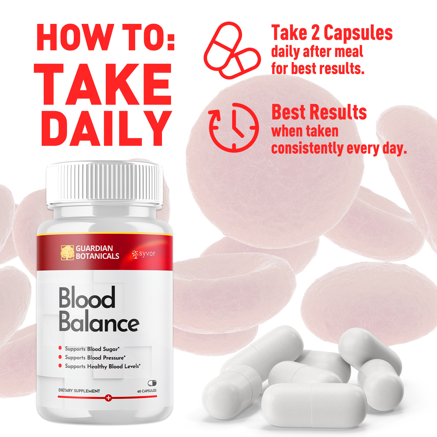 (1 Pack) Guardian Botanicals Blood Balance Advanced Glycogen Vitamin 60 Capsules