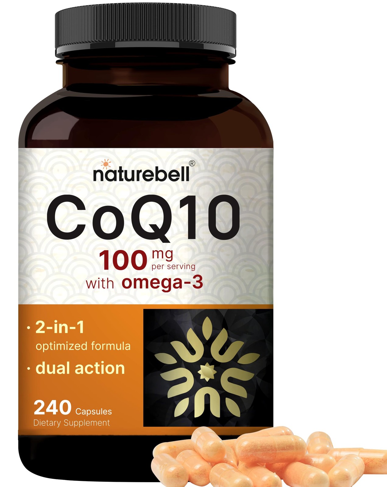 NatureBell CoQ10 100mg with Omega 3, 240 Capsules | 240 Count (Pack of 1)