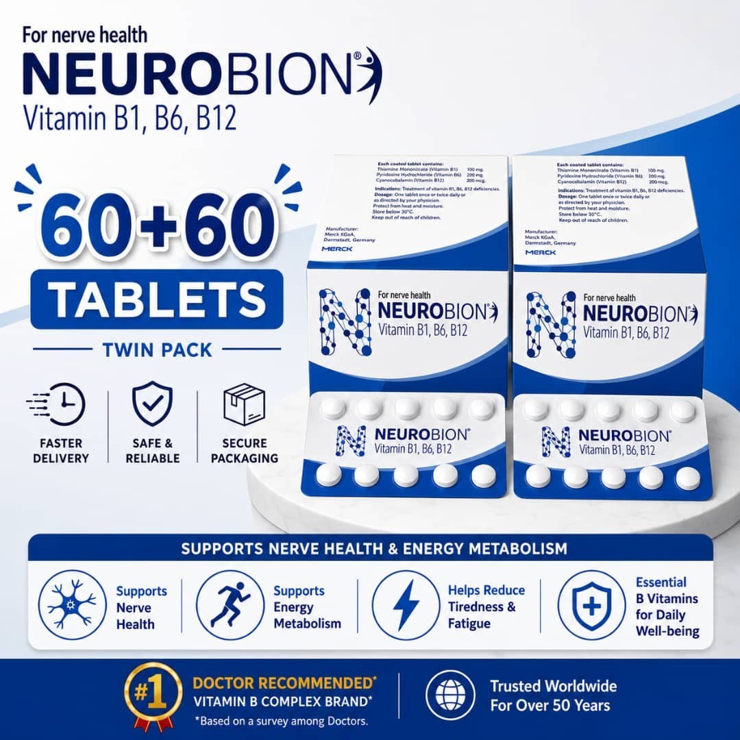 Neurobion B1 B6 B12 Nerve Support Tablets (60 x 2) Helps in Numbness & Tingling