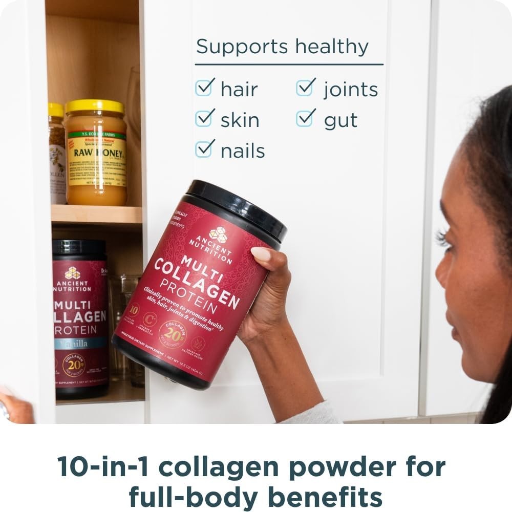Ancient Nutrition Multi Collagen Protein Powder Probiotics Skin Hair Nails 16oz