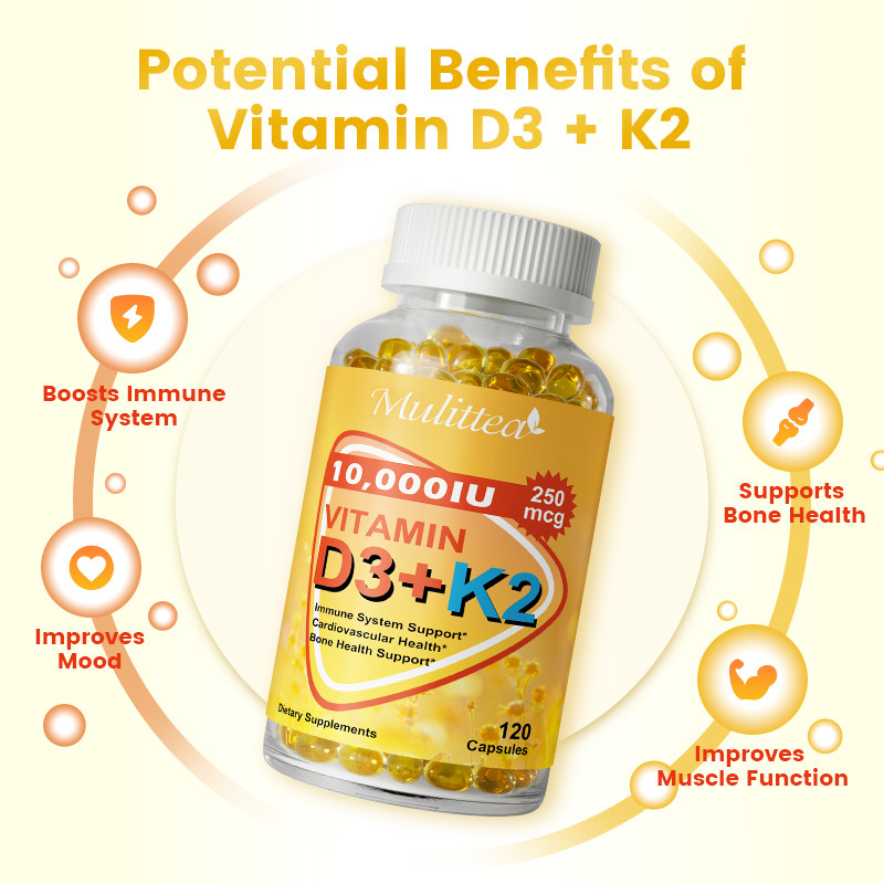 Vitamin K2 (MK7) with D3 10000 IU Supplement, BioPerine Capsules, Immune Health