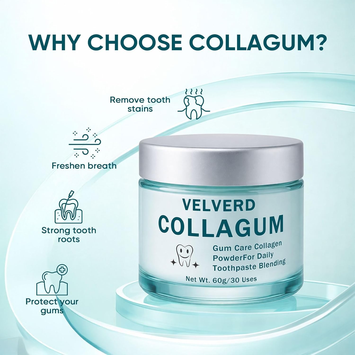 Velverdo Collagen Powder, Collagum Collagen Powder for Gums, Hydroxyapatite Toot