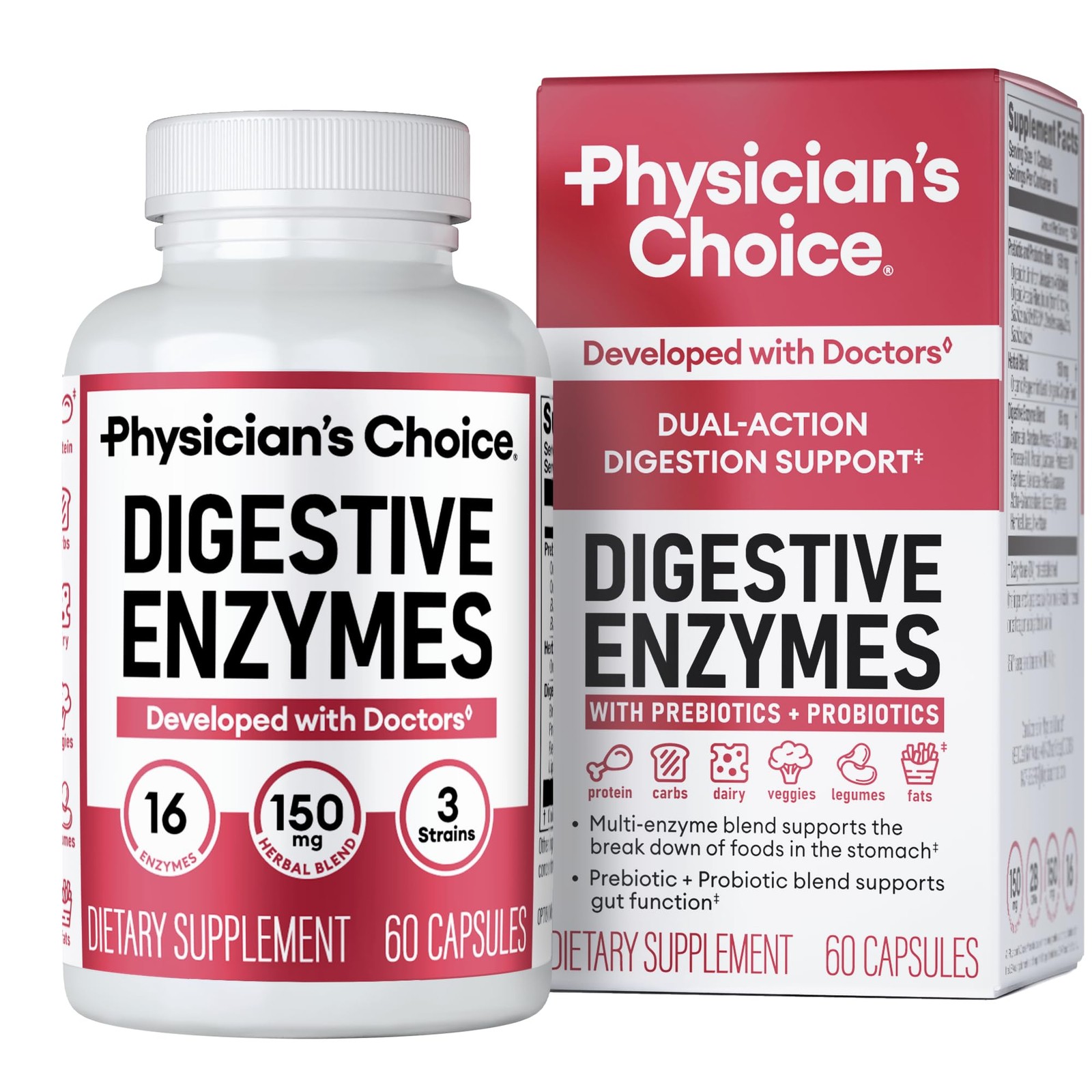 Physician’s CHOICE Digestive Enzymes – Multi Enzymes, Organic Prebiotics & Pr…