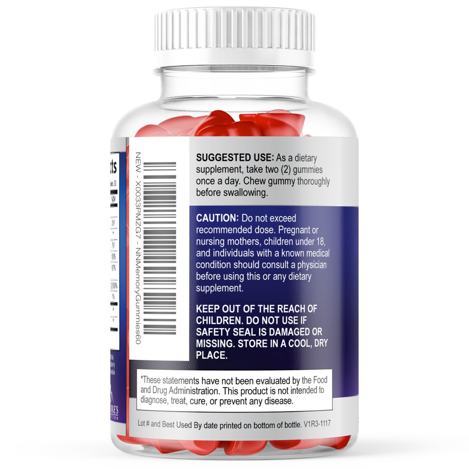Nature’s Nutrition Brain Gummies Memory Focus 60 Count