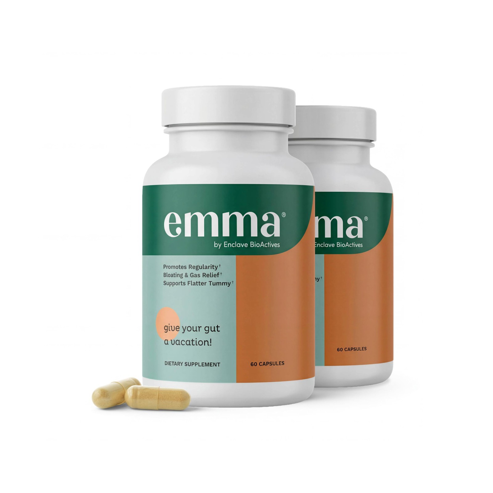 Gut Health Support Supplement – Digestive Relief for Gas & Bloating, 60 Caps x2