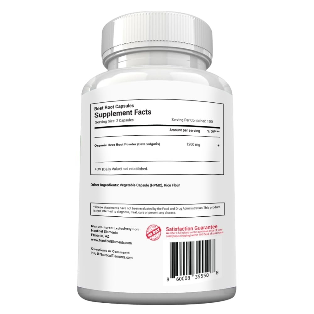 Beet Root Capsules 1200mg – 200 Count – Supports Blood Pressure, Energy & Digest