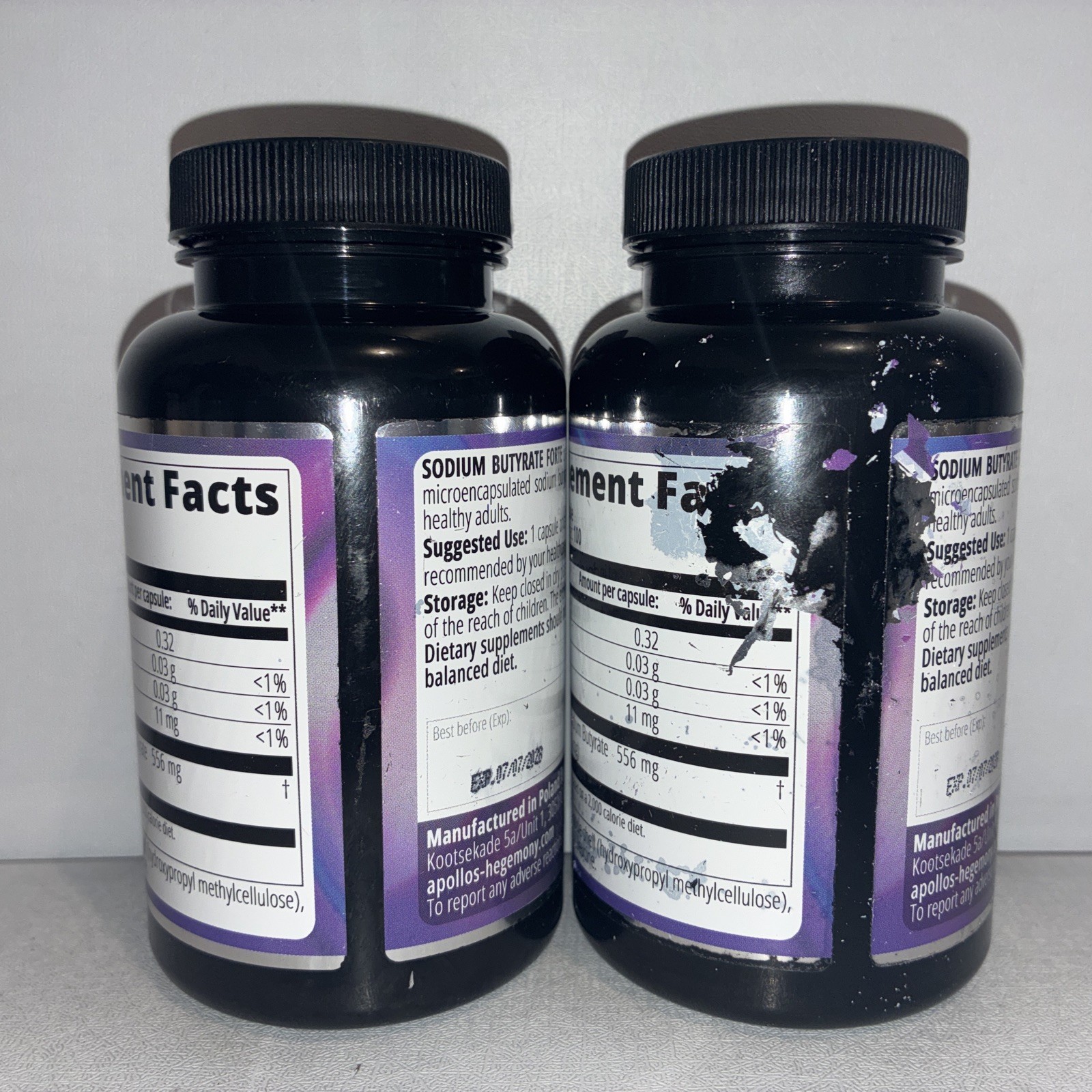 Lot Of 2- Sodium Butyrate Forte 400mg – 100 Vegan Caps Each/ Exp 07/2028/damaged