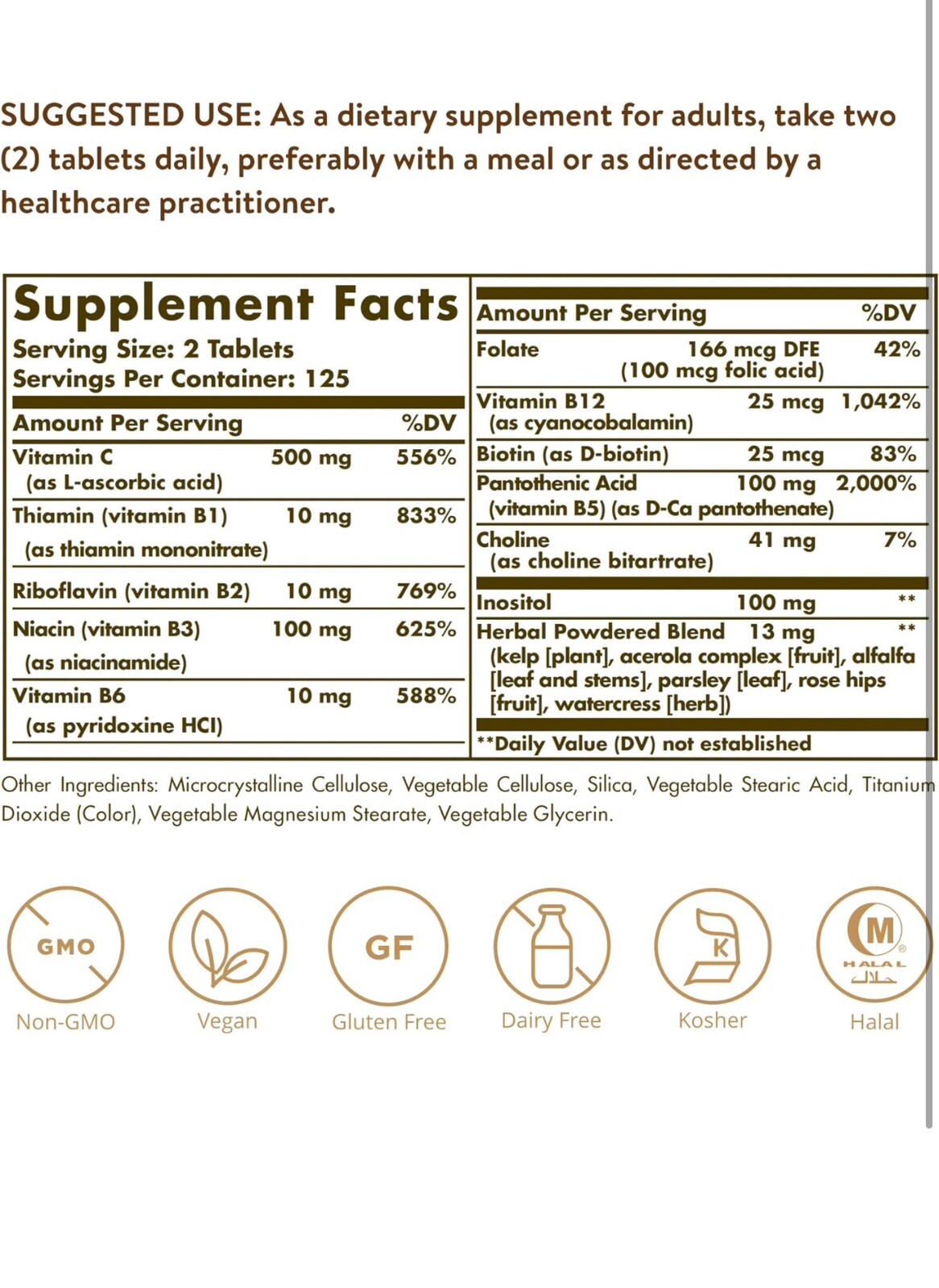 Solgar B-Complex with Vitamin C 250 Count (Pack of 1),Exp 09/2026