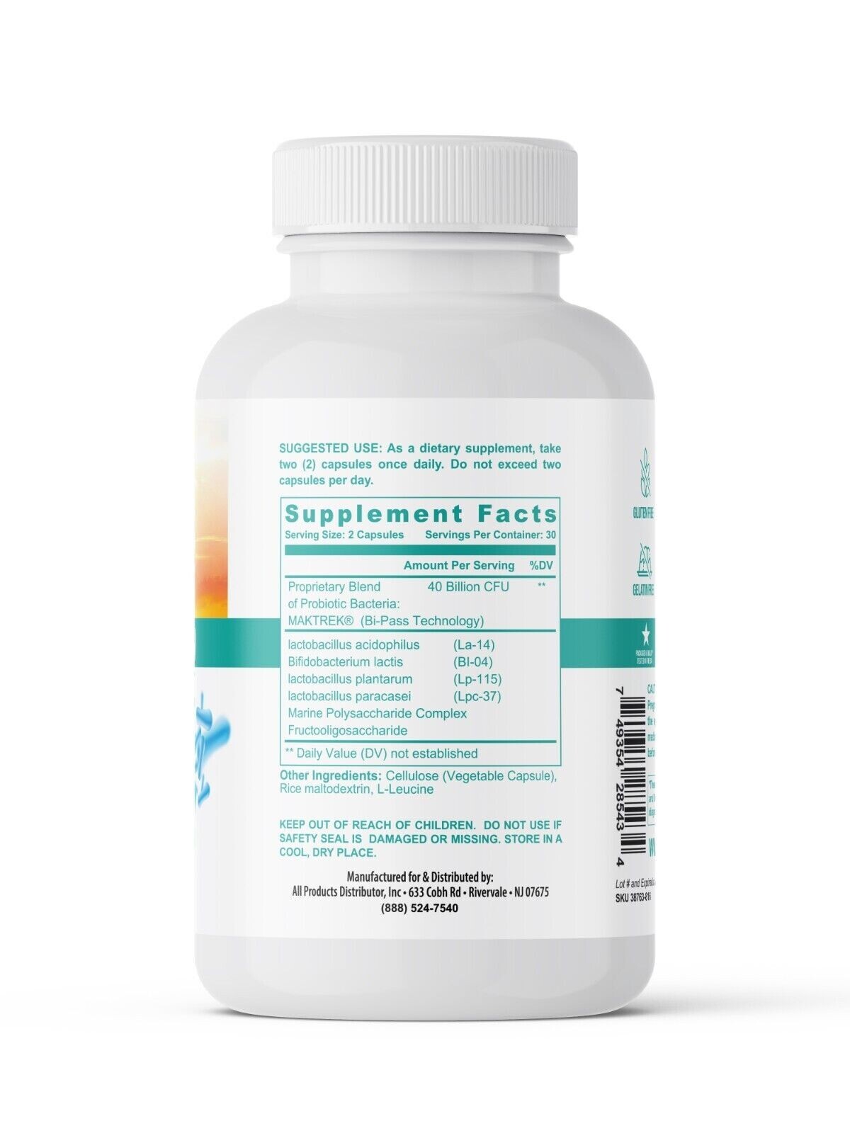 Probiotic Digestion Support 40 Billion CFU Body Defense 180 Vegan Caps
