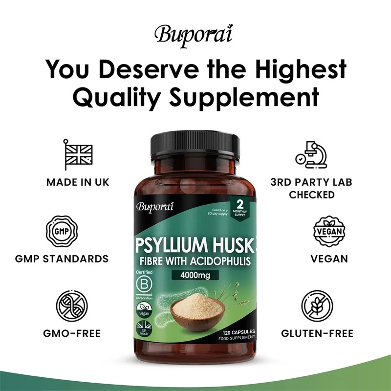 Psyllium Husk 4000mg 120pcs,Colon Cleanse,Supports Intestinal & Digestive Health