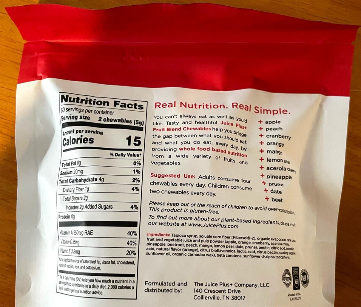 JUICE PLUS+ 480 Blended Fruit & Veggie Gummies: 2 Fruit & 2 Vegetable – NIB!