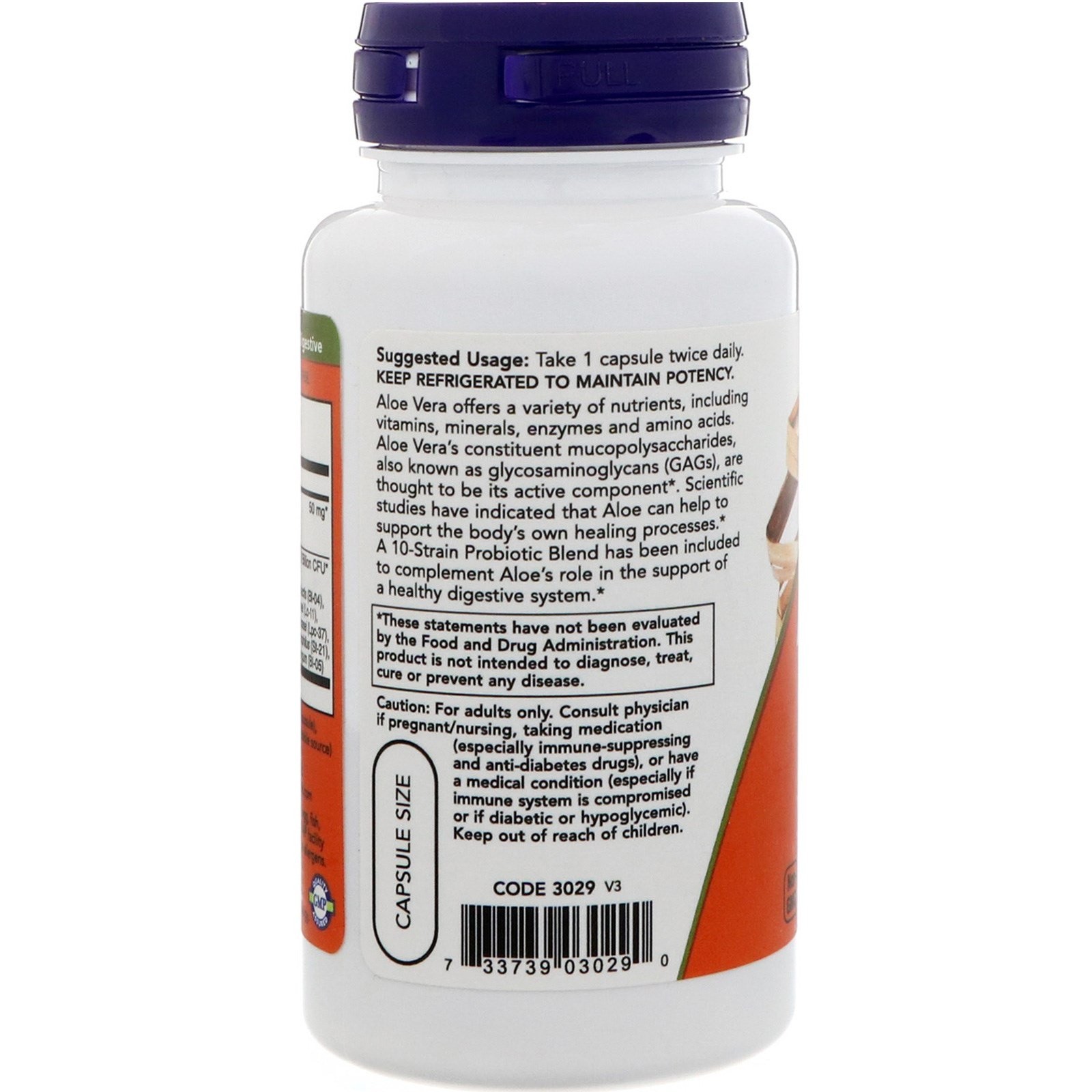 Now Foods Aloe 10 000 Probiotics 60 Veg Capsules GMP Quality Assured, Vegan,