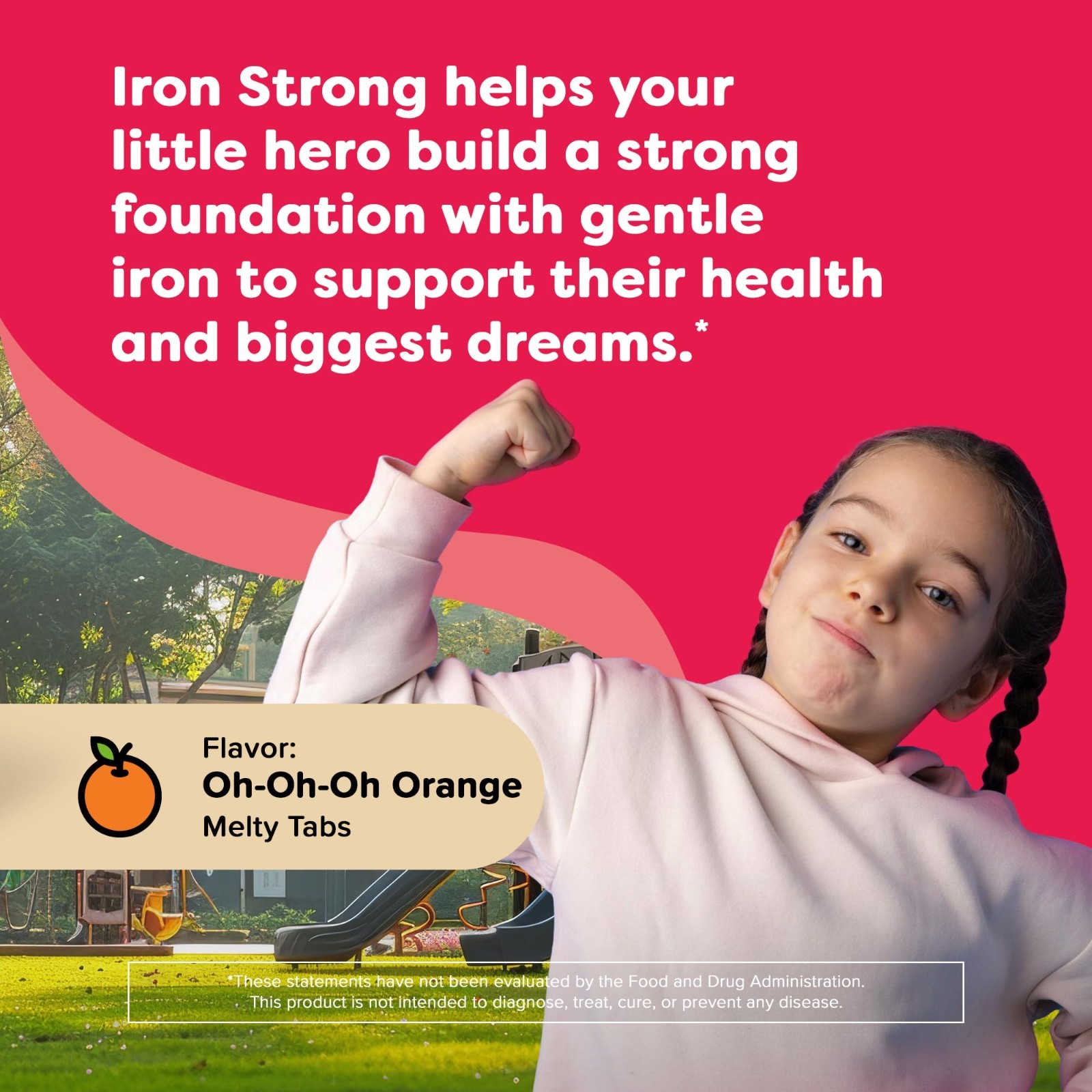 Dissolvable Vegan Iron Supplements for Kids, Sugar-Free Melty Tabs, 90-Count, Or