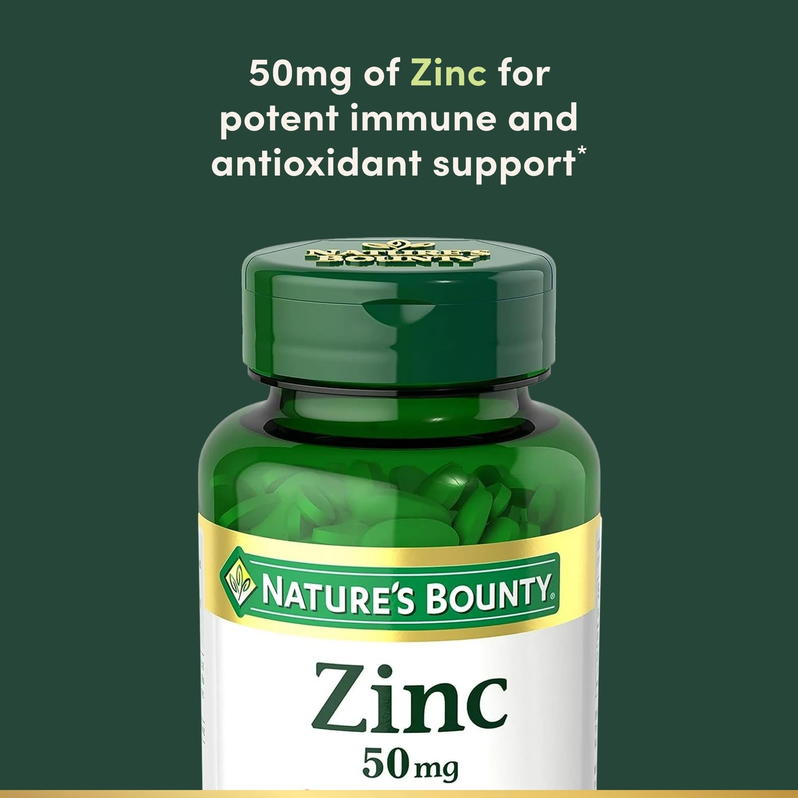 Nature’s Bounty Zinc 50mg, Immune Support & Antioxidant 250 Count (Pack of 1)