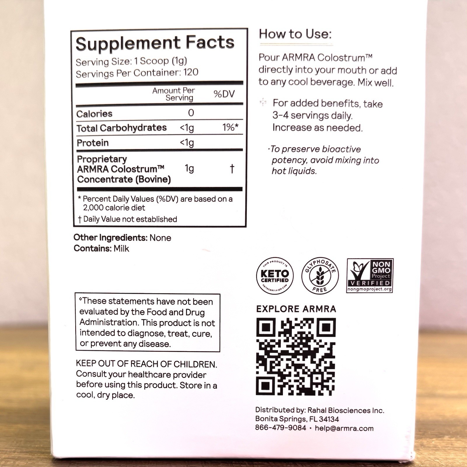 NIB ARMRA Colostrum Health Revival Unflavored Powder 120 Servings Exp 5/2027