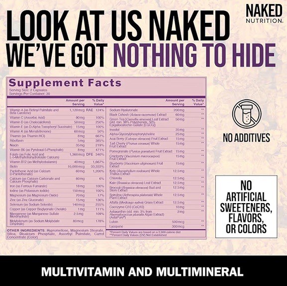 NAKED Nutrition Women’s Multi Daily Multivitamin 60 Capsules Exp 04/2028