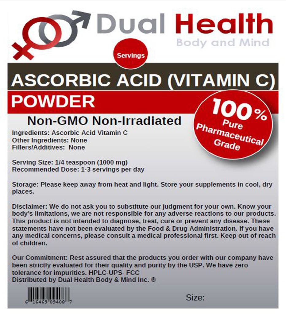 MSM & Ascorbic Acid (2 lb Each Bag) Powder Vitamin C Pain Relief Skincare Joints