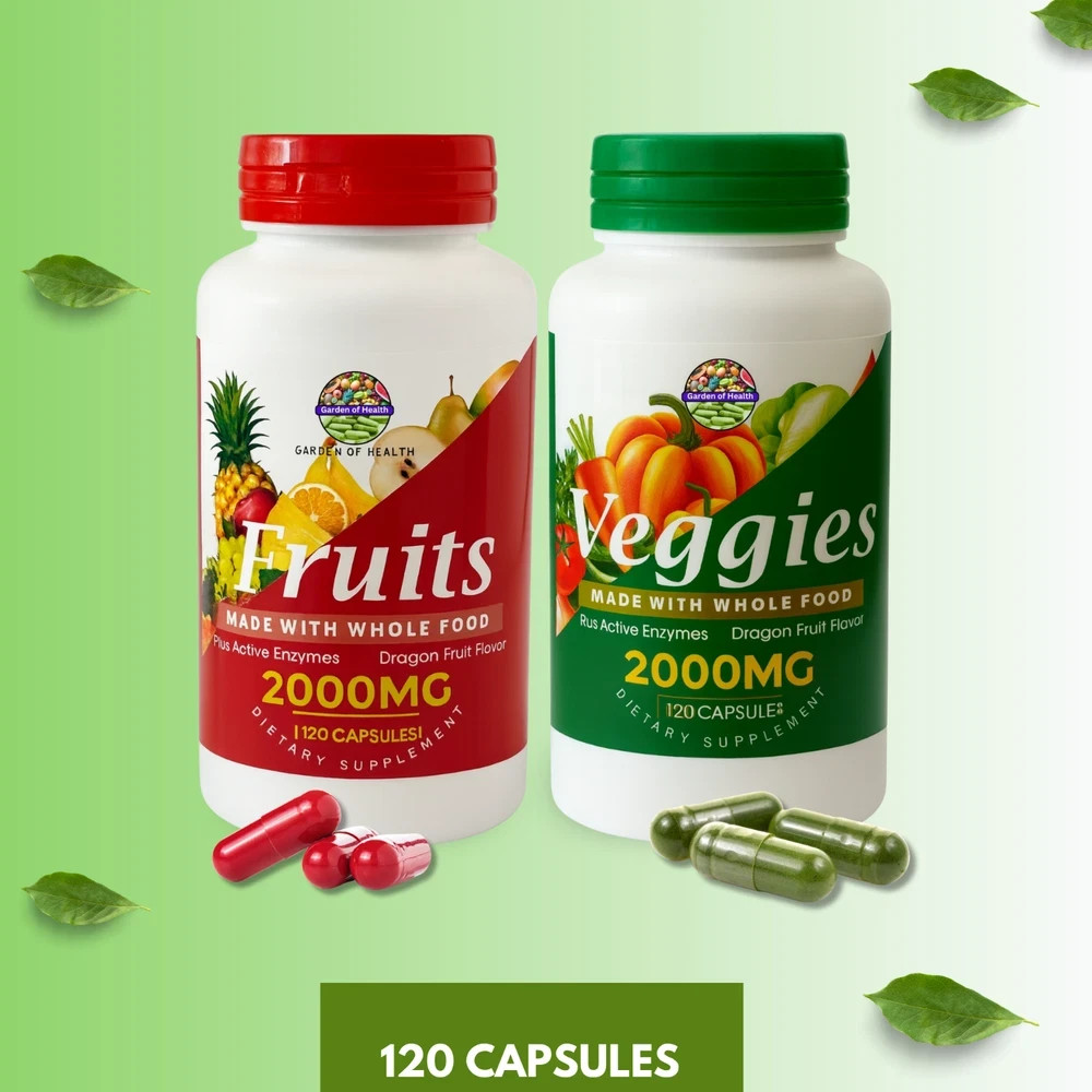 Garden OF Health Fruits Veggies 2000mg Enzymes Blend Whoele Food 240 Capsules