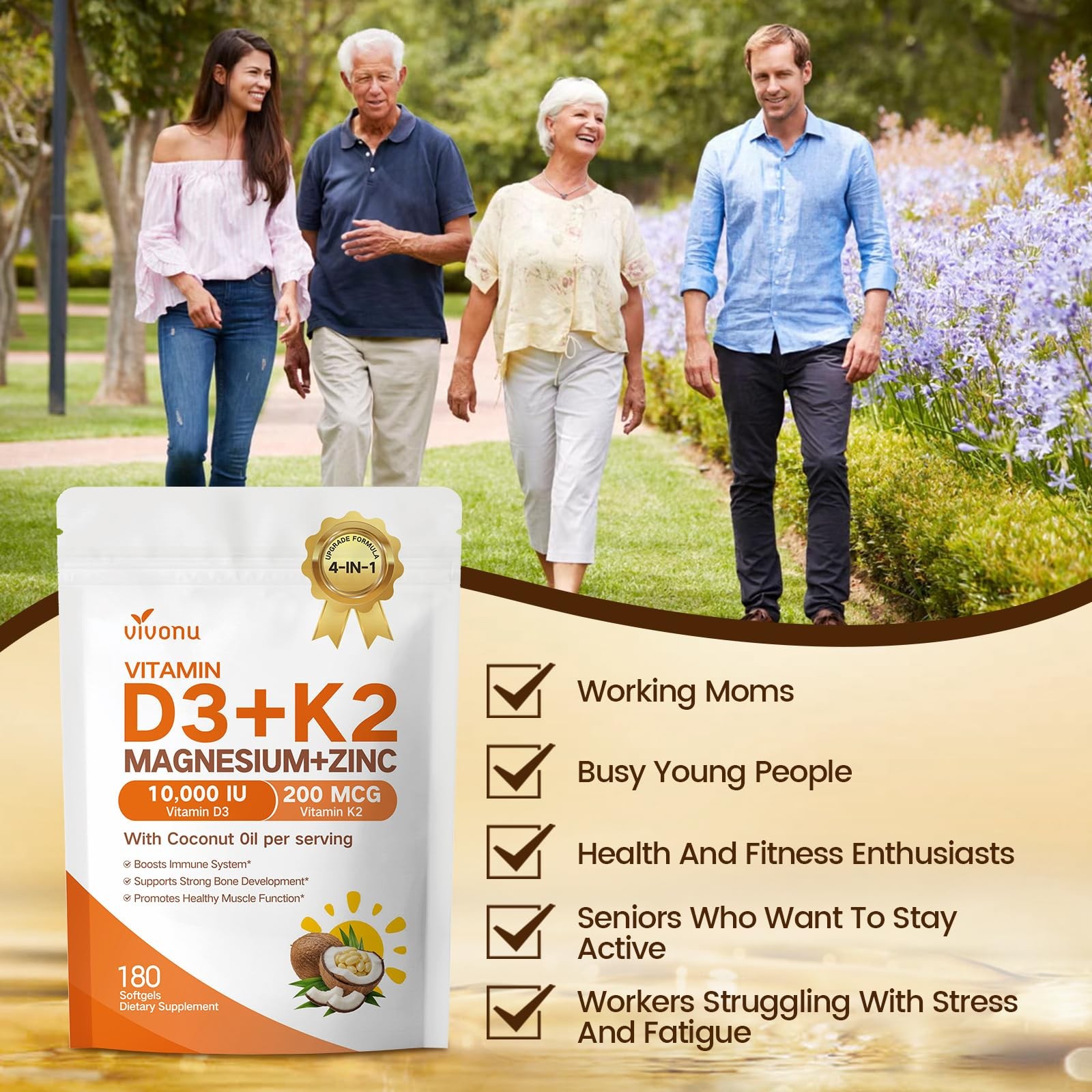 Vitamin D3 K2 Magnesium Zinc Softgel Cardiovascular Health Support Support