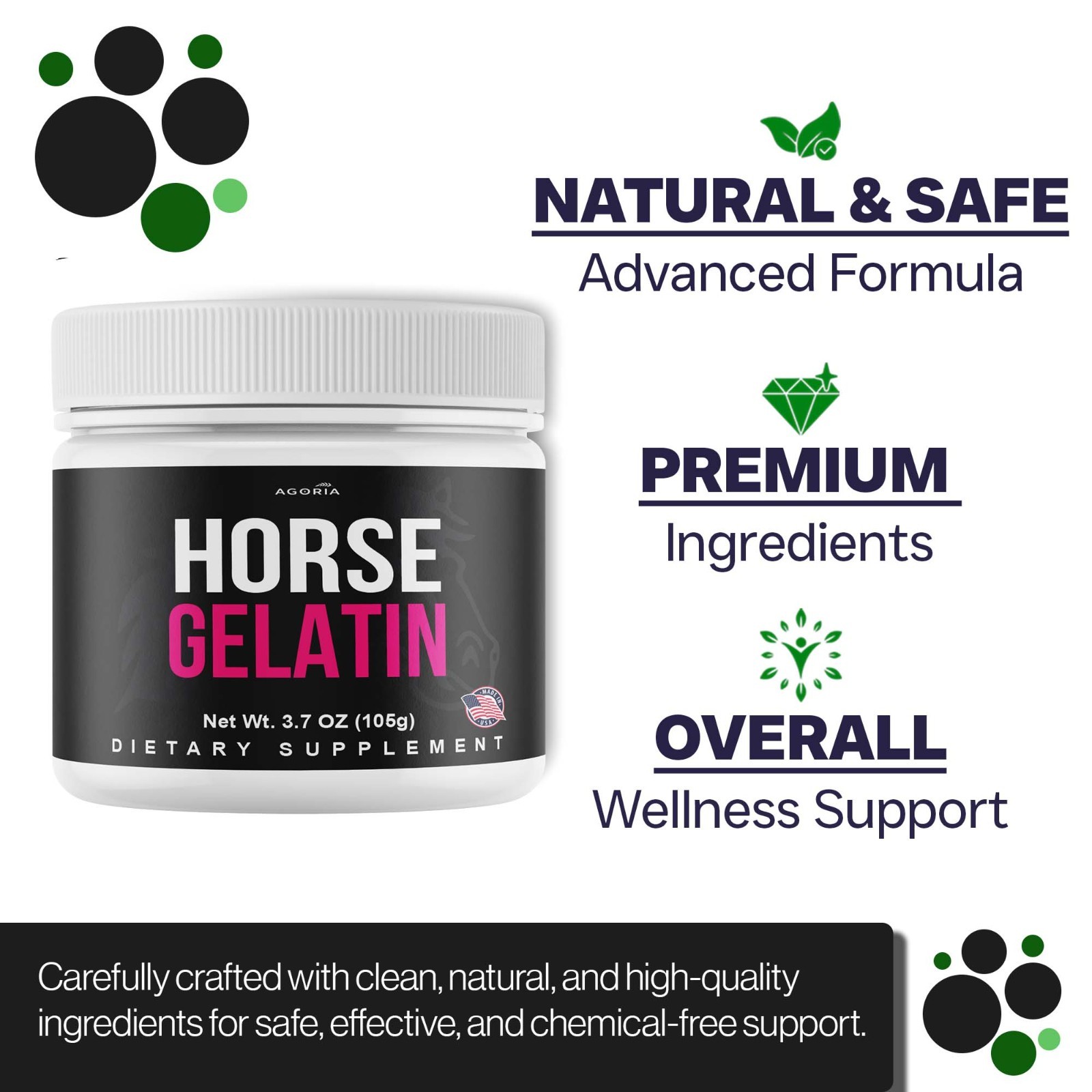 (1 Pack) Horse Gelatin Performance Powder, Horse Gelatin Men’s Health Powder