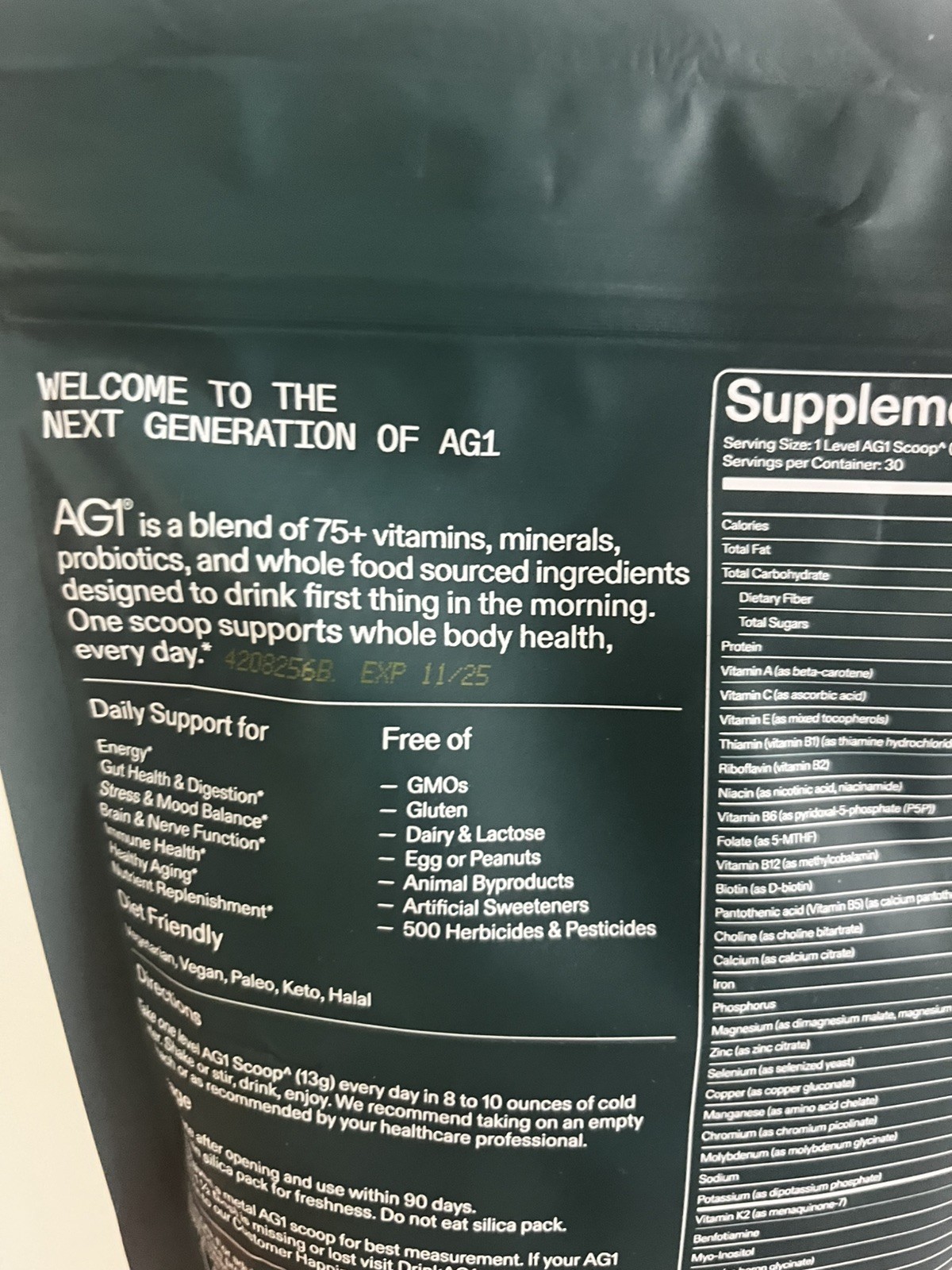 Genuine AG1 daily FoundationaL nutrition 12.7oz 360g 30 Day supply